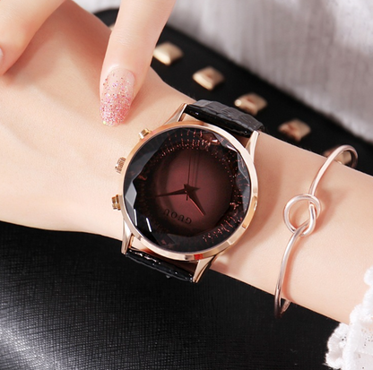 Skanto | Luxury Diamond Genuine Leather Women's Watch