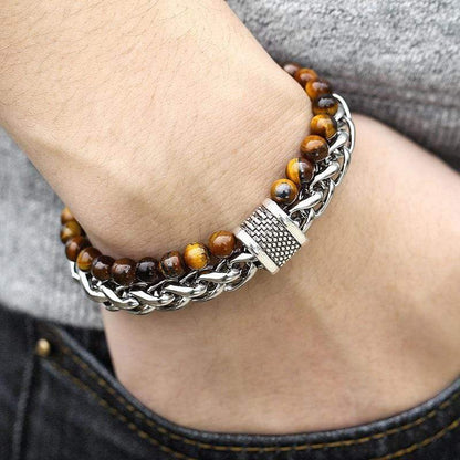 Tiger Eye Beaded Bracelet for Men "The Warrior" - Asher Bowlift