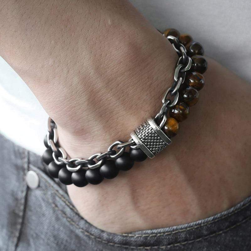 Tiger Eye Beaded Bracelet for Men "The Warrior" - Asher Bowlift