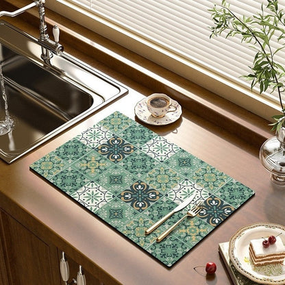 Kitchen Drain Mat Absorbent Drying Mat Table Protector Underlay | Brehn