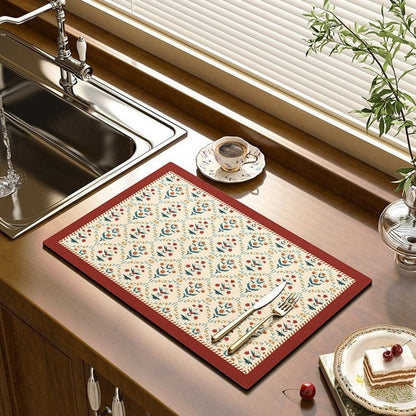 Kitchen Drain Pad Absorbent Drying Mat Countertop Protector Placemat | Bowlift