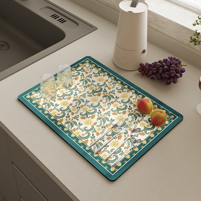 Kitchen Drain Pad Absorbent Drying Mat Countertop Protector Placemat | Bowlift
