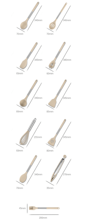 Skanto | KITCHENORA – Complete Utensil Set with Silicone Heads and Wood-Look Handles