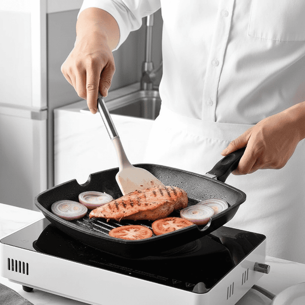 Skanto | KITCHENORA – Complete Utensil Set with Silicone Heads and Wood-Look Handles