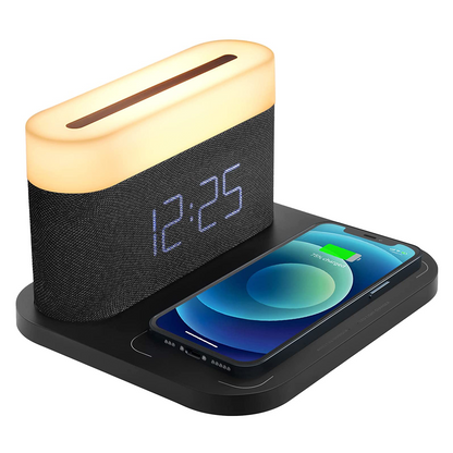 Skanto | 3-in-1 Wireless Charger, LED Lamp & Digital Alarm Clock | Fast Charging Dock
