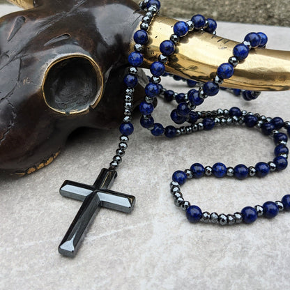 Skanto | Orion Spiritual Necklace with Tiger's Eye & Lapis Lazuli – Men's Rosary