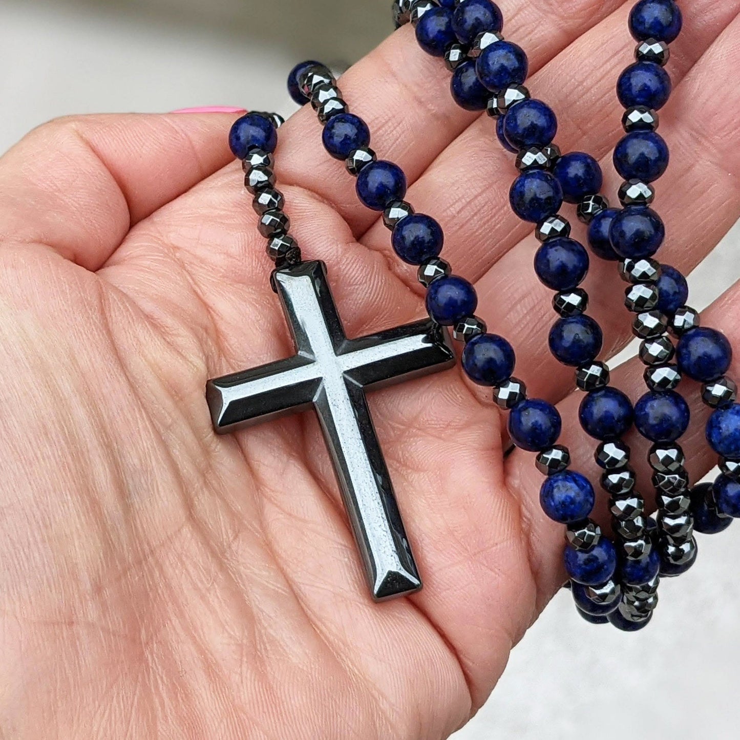 Skanto | Orion Spiritual Necklace with Tiger's Eye & Lapis Lazuli – Men's Rosary