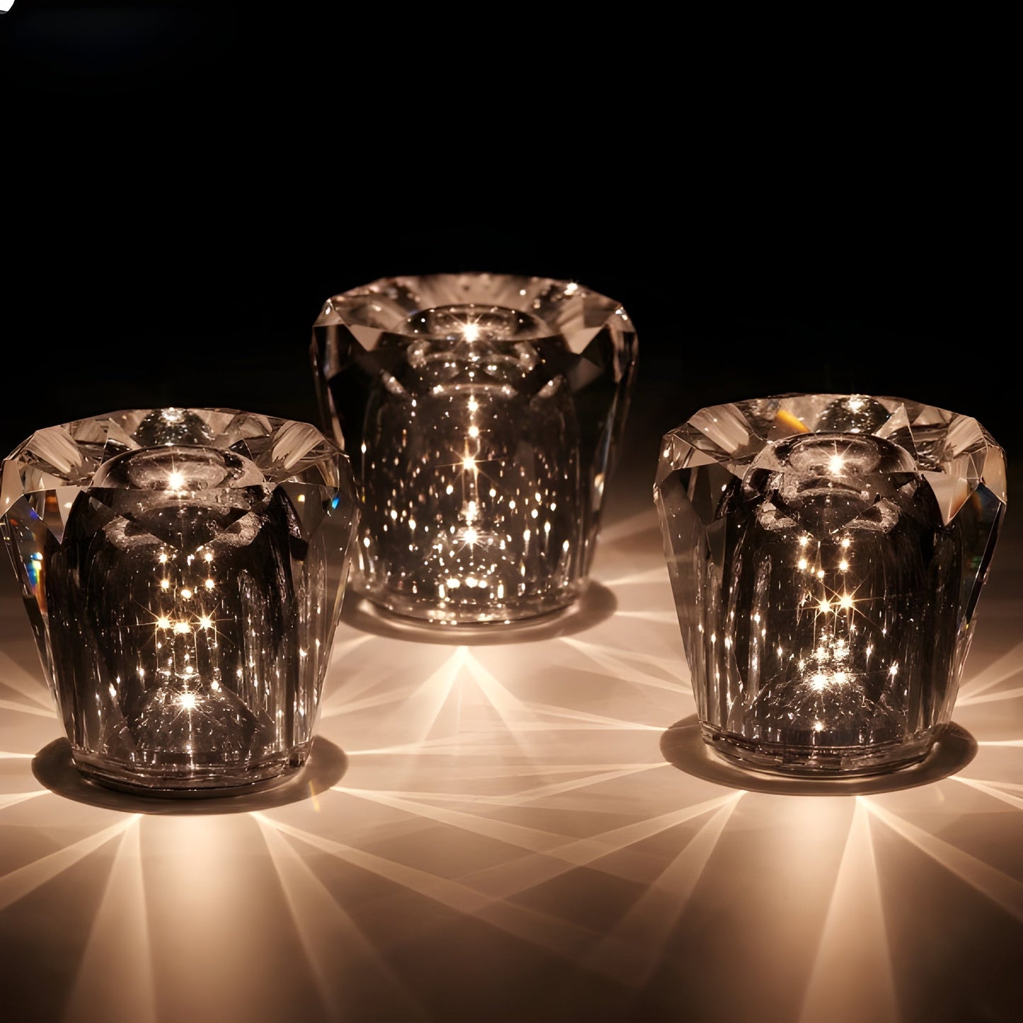 BowLift | Crystal Table Lamp VÉLORIA | Diamond Look & 360° Light Play | Wireless & USB Rechargeable | Up to 12 hrs. Light Duration