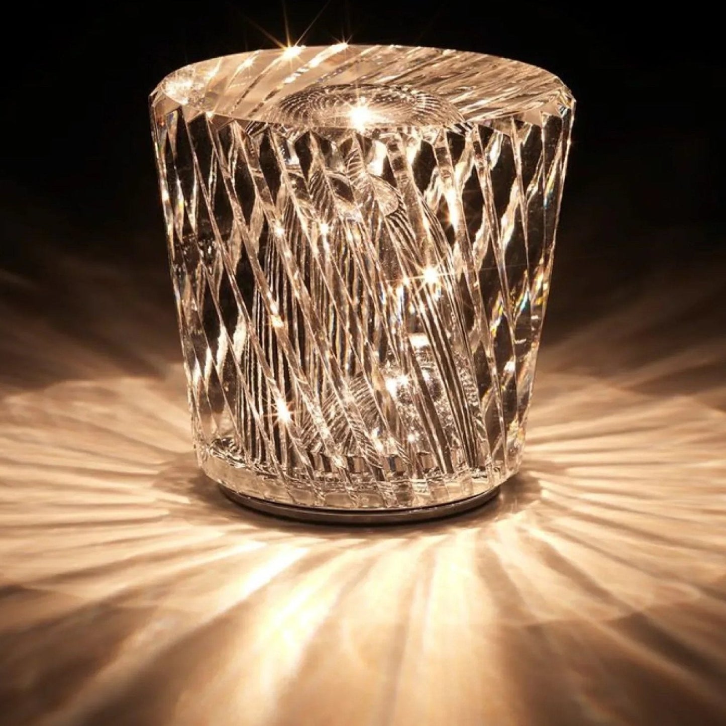 BowLift | Crystal Table Lamp VÉLORIA | Diamond Look & 360° Light Play | Wireless & USB Rechargeable | Up to 12 hrs. Light Duration