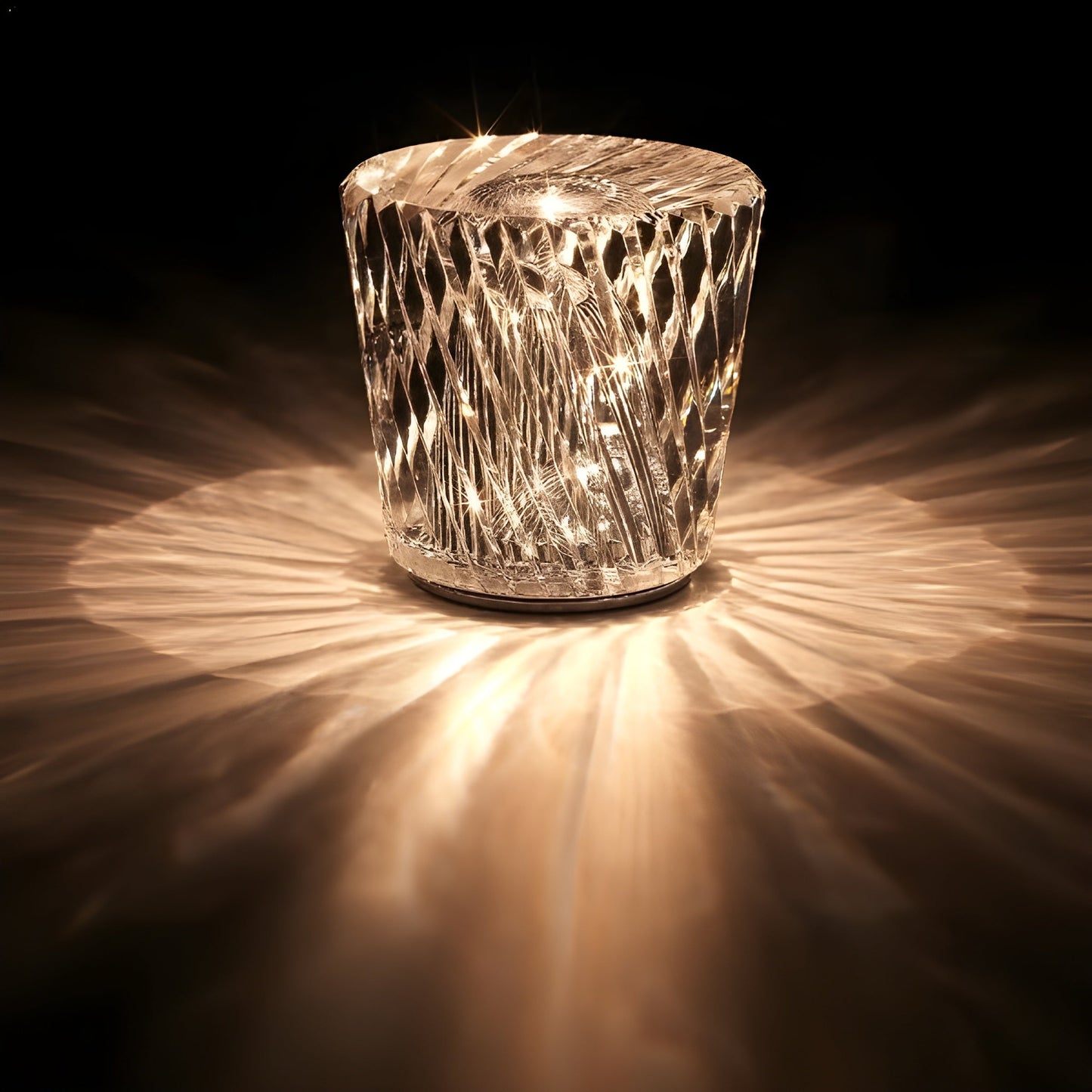 BowLift | Crystal Table Lamp VÉLORIA | Diamond Look & 360° Light Play | Wireless & USB Rechargeable | Up to 12 hrs. Light Duration