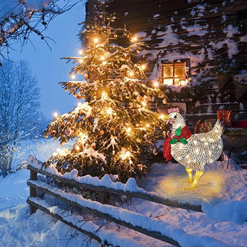 Skanto | Light-Up Chicken with Scarf Christmas Decoration