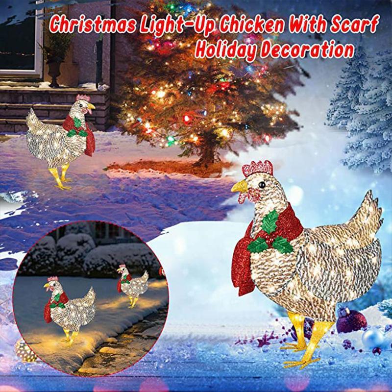 Skanto | Light-Up Chicken with Scarf Christmas Decoration