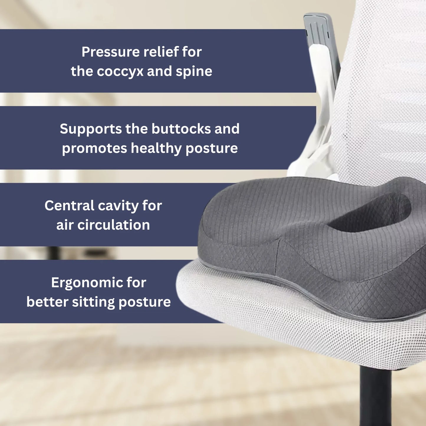 BowLift | Orthopedic Seat Cushion | Ergonomic Design for Back Pain Relief & Comfort at Home or Office