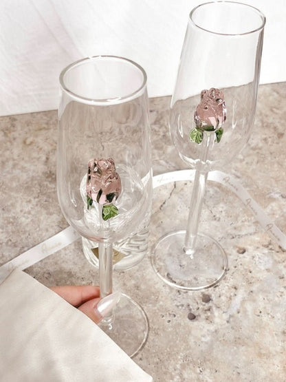 BowLift | La Vie En Rose | Champagne Glass - Handmade