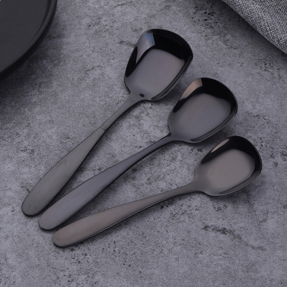 Skanto | Lepeluxe – 3-Piece Stainless Steel Flat-Bottom Serving Spoon Set
