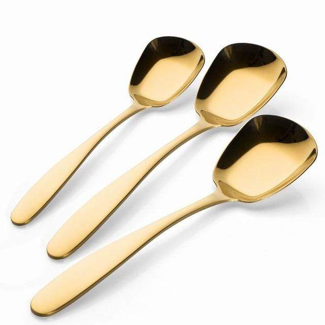 Skanto | Lepeluxe – 3-Piece Stainless Steel Flat-Bottom Serving Spoon Set