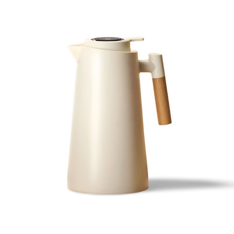 Skanto | Lattea – Thermos Carafe with Temperature Display, Leak-Proof Design, and Wooden Handle
