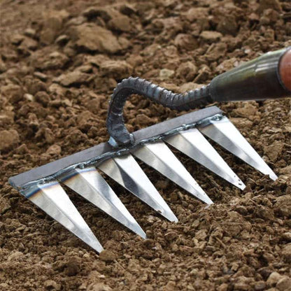 BowLift | Steel Garden Rake | Heavy-Duty Stainless Steel with Deep-Penetrating Tines for Effortless Weeding and Lawn Care