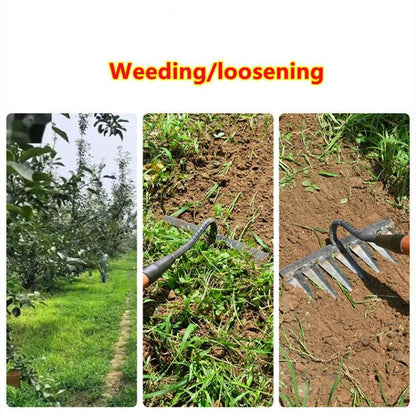 BowLift | Steel Garden Rake | Heavy-Duty Stainless Steel with Deep-Penetrating Tines for Effortless Weeding and Lawn Care