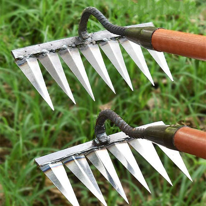 BowLift | Steel Garden Rake | Heavy-Duty Stainless Steel with Deep-Penetrating Tines for Effortless Weeding and Lawn Care