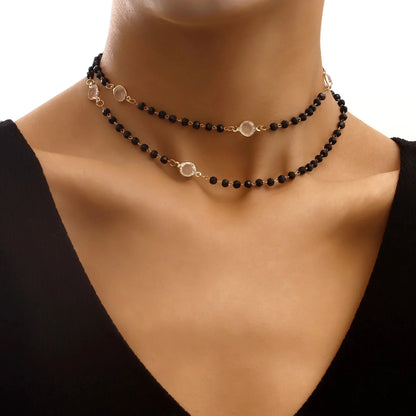 BowLift | Layered Black Crystal Necklace