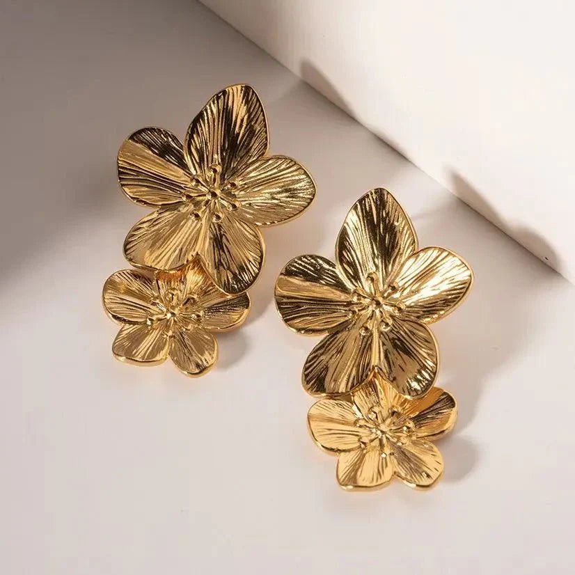 BowLift | Layered Hibiscus Flower Floral Earrings