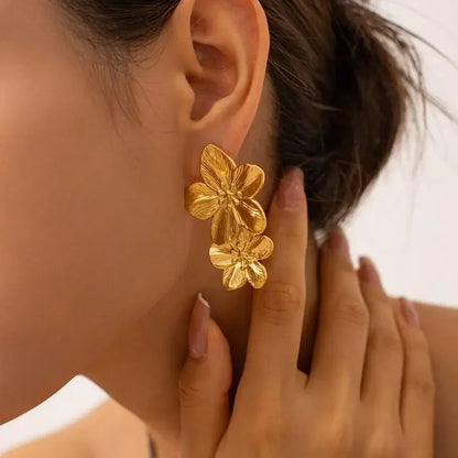 BowLift | Layered Hibiscus Flower Floral Earrings