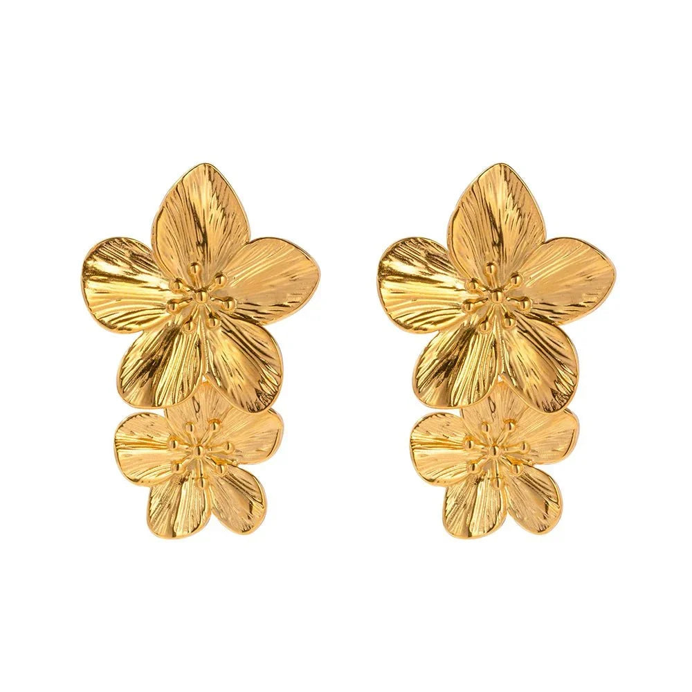 BowLift | Layered Hibiscus Flower Floral Earrings