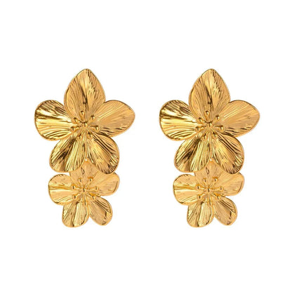 Skanto | Layered Hibiscus Flower Earrings