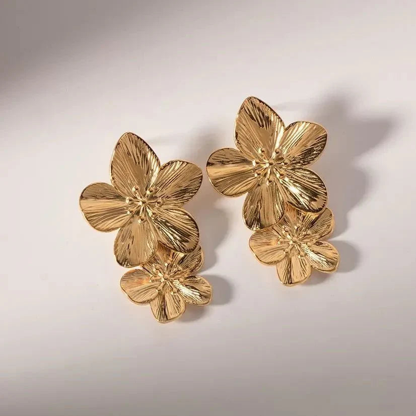 BowLift | Layered Hibiscus Flower Floral Earrings