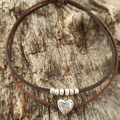 BowLift | Layered Leather Heart Choker Necklace
