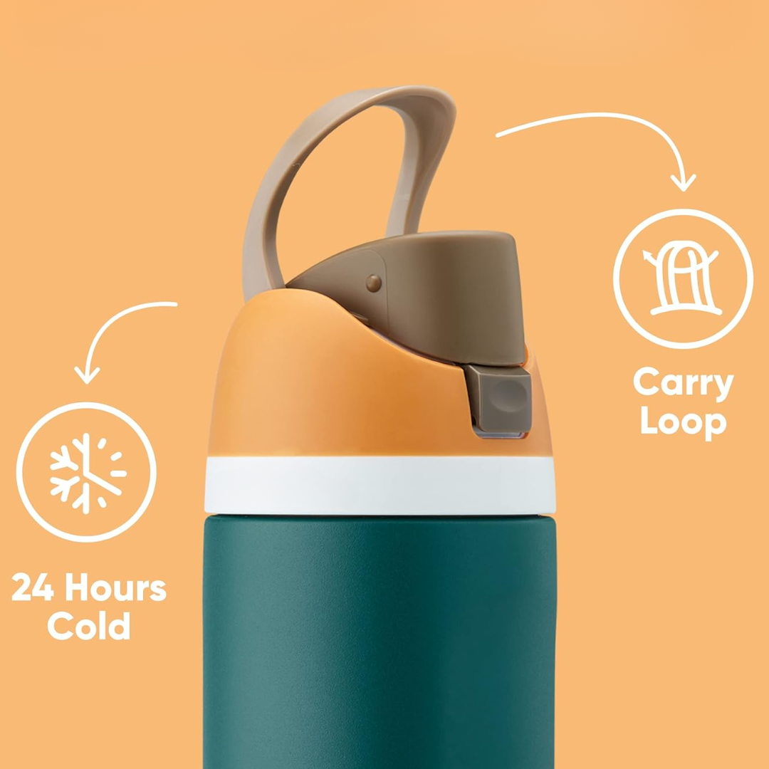 Skanto | Insulated Stainless Steel Water Bottle with Straw | Leak-proof, BPA-free | Multicolor