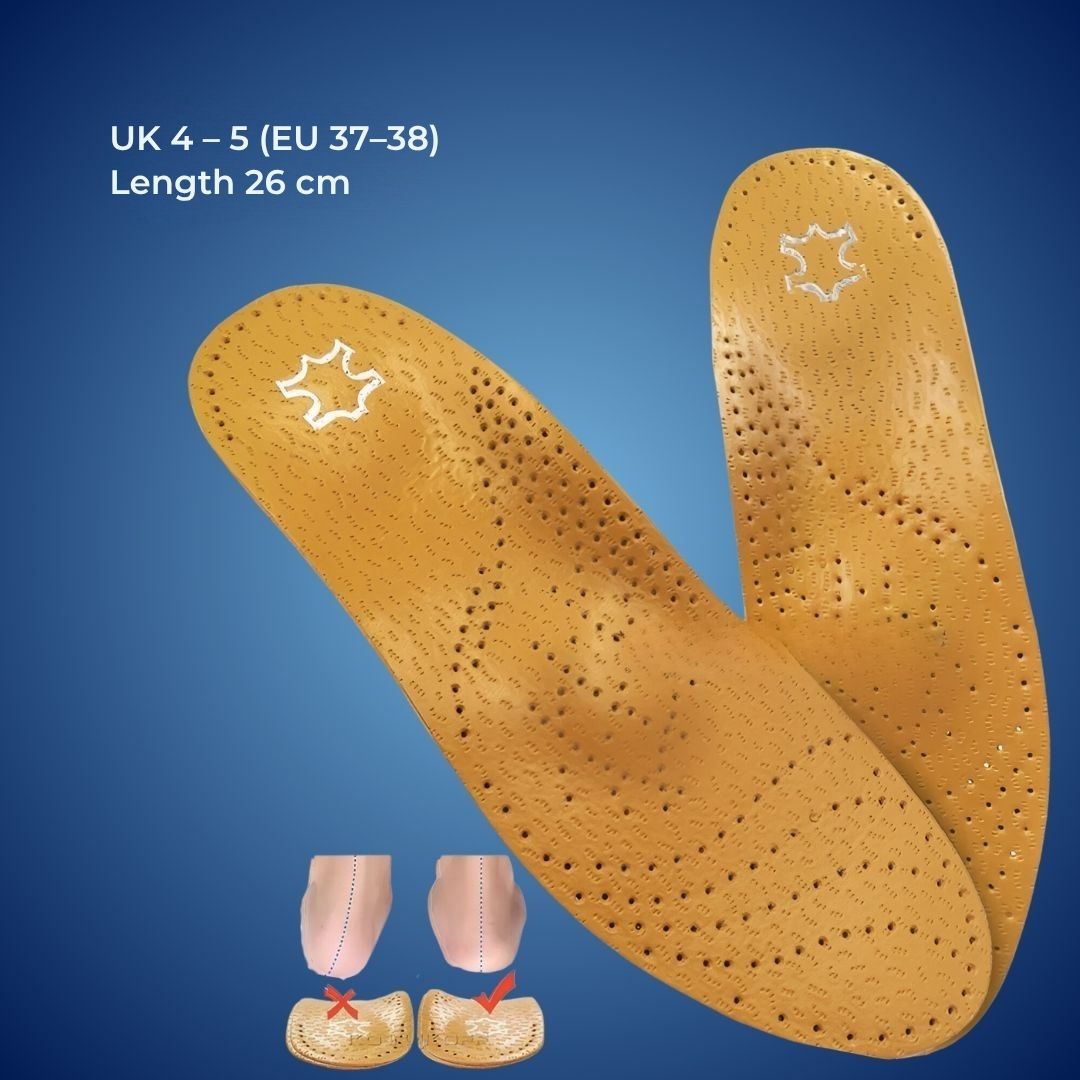 LeatherGuard Orthopedic Leather Shoe Insole | Shock Absorption - Arch Support - Comfortable Insole - Foot Pain Relief - Moisture Wicking Bowlift