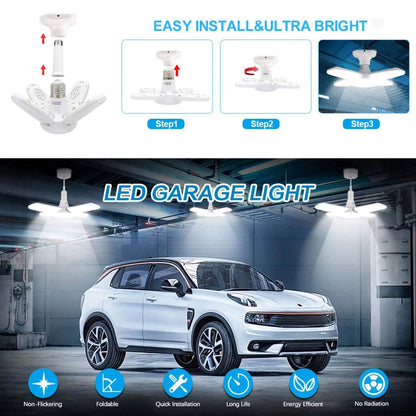 BowLift | LED dimmable ceiling lights for the garage with 4 adjustable panels