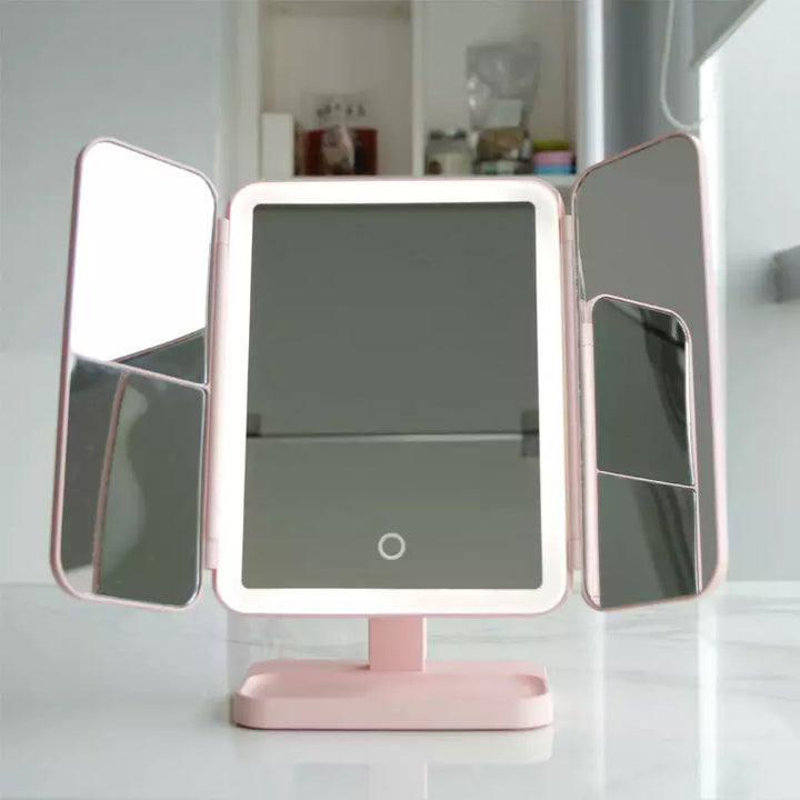LED makeup mirror with 3 light modes and magnification