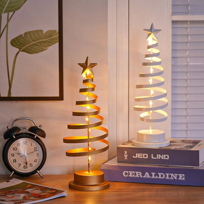 Skanto | LED Spiral Christmas Tree Table Ornament – Elegant Atmosphere Lamp for Bedroom & Holiday Decorations