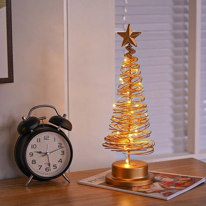 Skanto | LED Spiral Christmas Tree Table Ornament – Elegant Atmosphere Lamp for Bedroom & Holiday Decorations