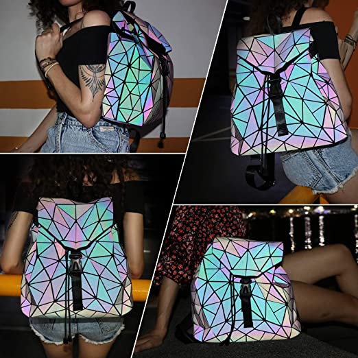 Reflective Colour-Changing Geometric Backpack for Women | Bowlift