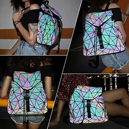 Reflective Colour-Changing Geometric Backpack for Women | Bowlift