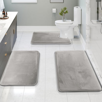 Kalsten | VelvaLuxe 3-piece Memoryfoam Bath Mat Set – Non-slip, Absorbent and Washable