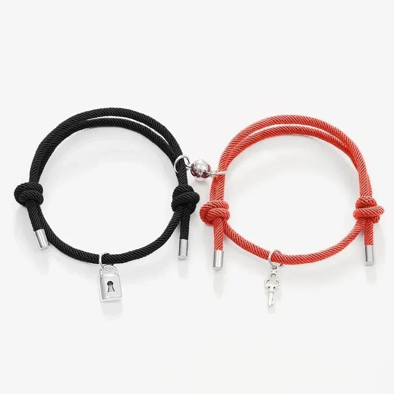 BowLift | Lock and Key Magnetic Rope Bracelet Set