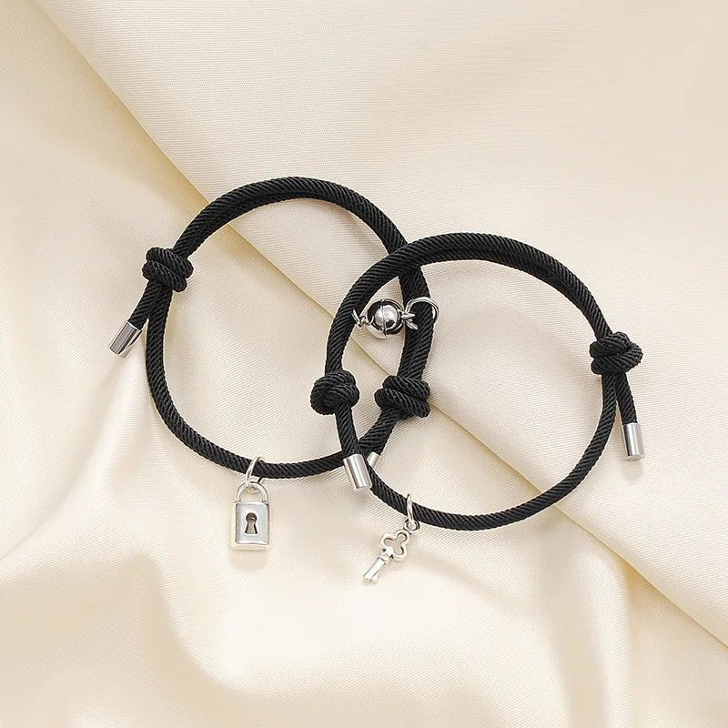 BowLift | Lock and Key Magnetic Rope Bracelet Set