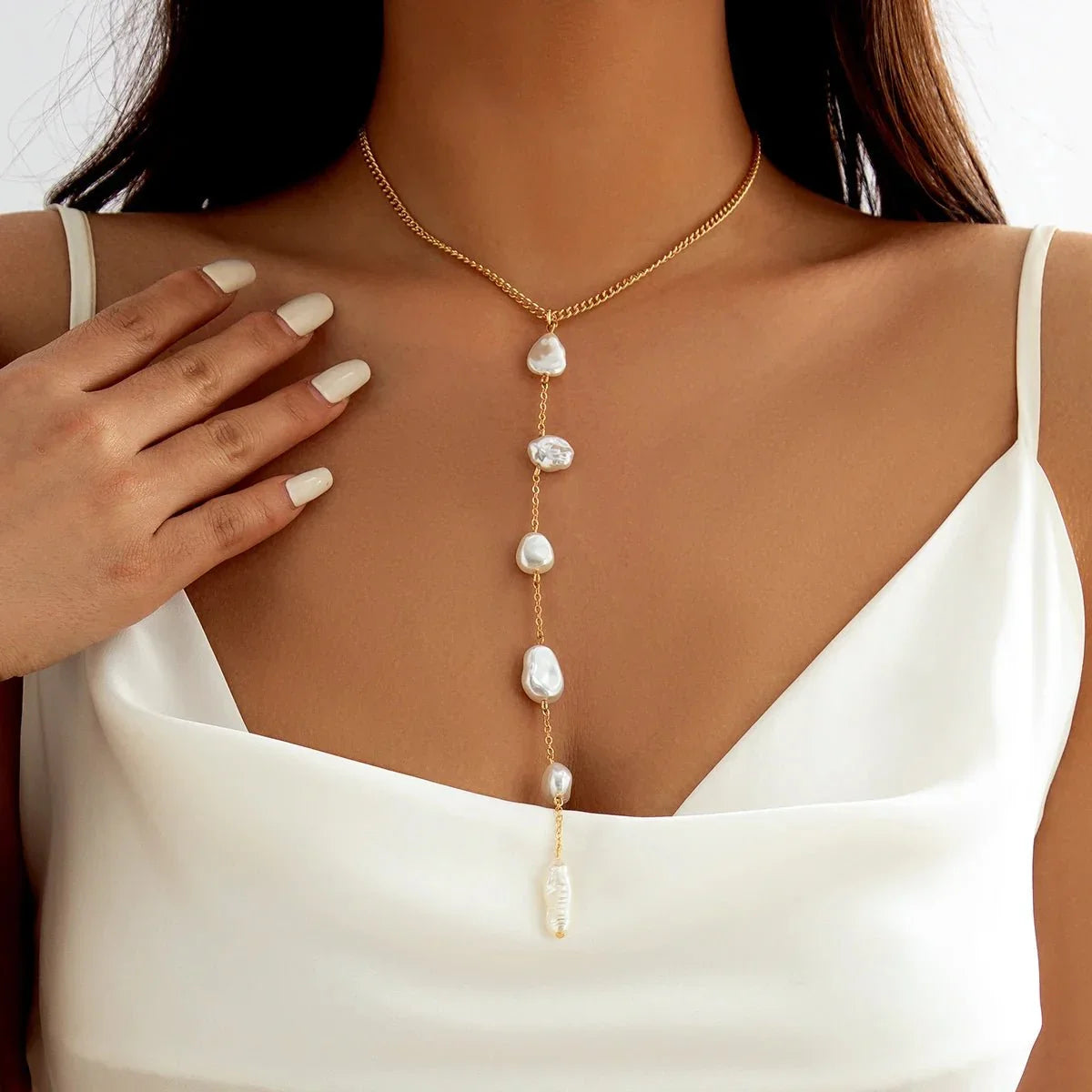 BowLift | Long Pearl Drop Tassel Necklace