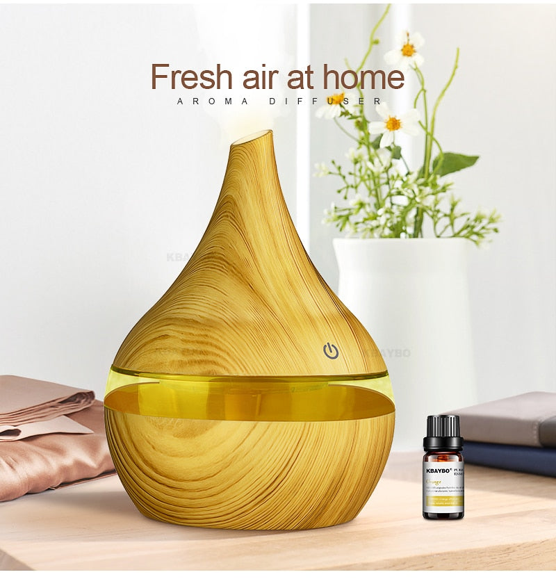 Skanto | WoodMist Aroma Humidifier – 500 ml with LED Mood Lighting