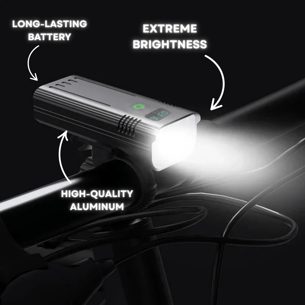 ROADGLOW X – 5000 Lumen Bicycle Light with 12 LEDs and Rechargeable USB-C Battery