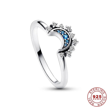 Skanto | HELIARA RING – Sterling Silver Crystal Ring with Sun & Moon Design