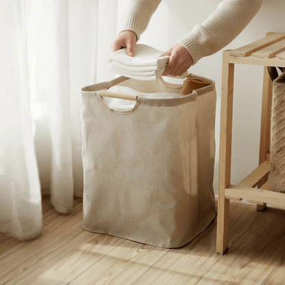 BowLift | LuxeFold Hamper – Elegant Cotton-Linen Laundry Organizer