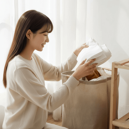 BowLift | LuxeFold Hamper – Elegant Cotton-Linen Laundry Organizer