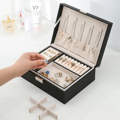 Skanto | LuxeWood – Elegant Wood Jewelry Box with PU Leather