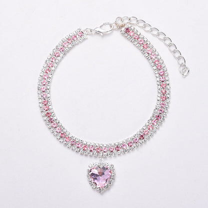 Luxury Cat | Luxury Crystal Cat Collar Heart Gemstone Pendant Reflective Kalsten